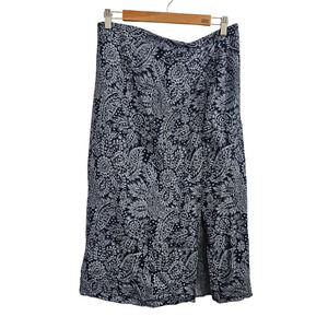 MADEWELL Linen-Blend Knotted Midi Skirt in Paisley Garden Size 10 NWT